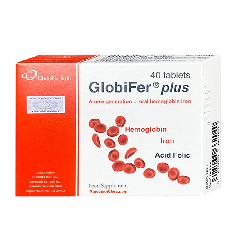 GlobiFer Plus Bổ Sung Sắt, Acid Folic, Haemoglobin Cho Phụ Nữ Mang Thai, Cho Con Bú (40 Viên)