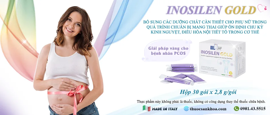 Inosilen Gold được nhập khẩu từ Italy, hộp 30 gói, hỗ trợ mang thai cho bệnh nhân mắc hội chứng buồng trứng đa nang (PCOS)