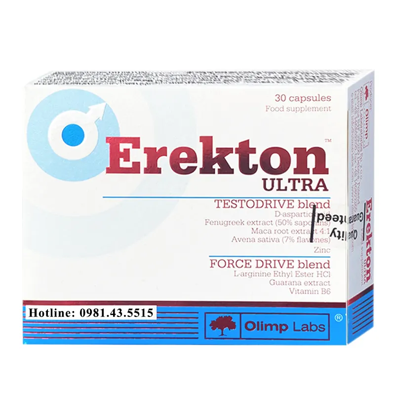 Viên uống Erekton Ultra | Hỗ trợ tăng cường sinh lý nam giới, Olimp Labs, 30 viên nang