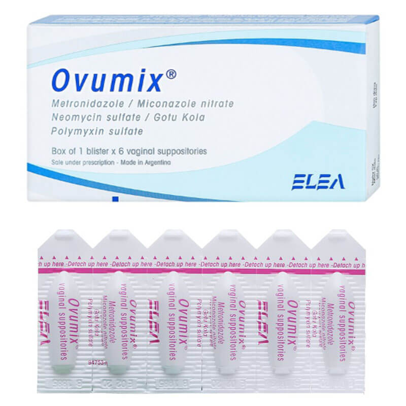 Viên đặt âm đạo OVUMIX trị viêm cổ tử cung, viêm âm đạo (hộp 1 vỉ x 6 viên)